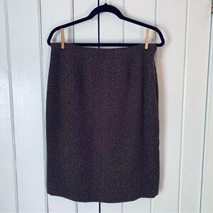 Kasper Brown Tweed Pencil Skirt Lined 12P Fall Skirt Academia Tennis Prep